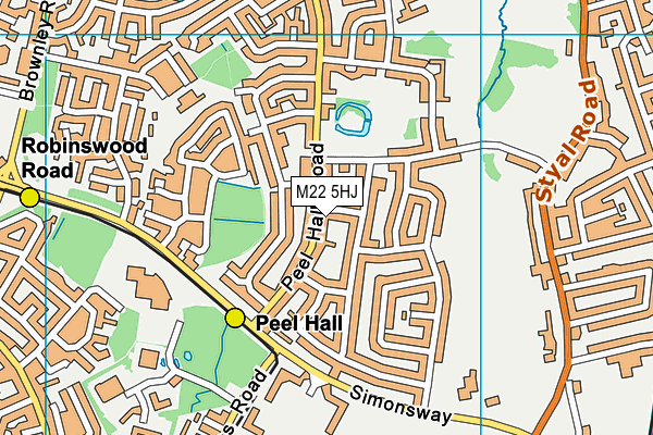 M22 5HJ map - OS VectorMap District (Ordnance Survey)