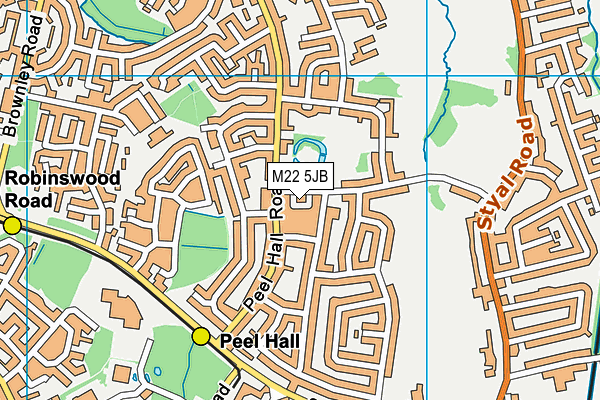 M22 5JB map - OS VectorMap District (Ordnance Survey)
