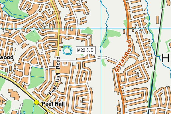 M22 5JD map - OS VectorMap District (Ordnance Survey)
