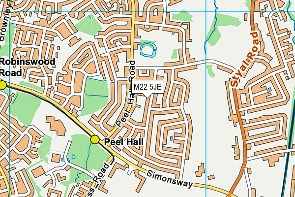 M22 5JE map - OS VectorMap District (Ordnance Survey)
