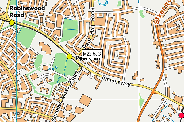M22 5JG map - OS VectorMap District (Ordnance Survey)