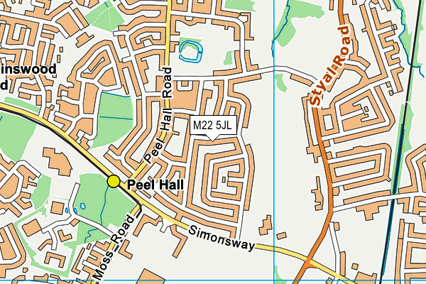 M22 5JL map - OS VectorMap District (Ordnance Survey)