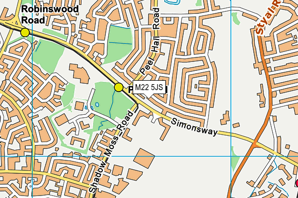 M22 5JS map - OS VectorMap District (Ordnance Survey)
