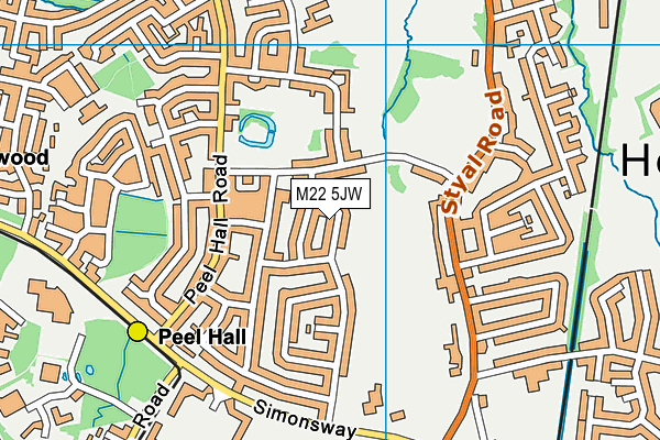 M22 5JW map - OS VectorMap District (Ordnance Survey)