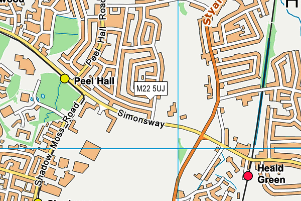 M22 5UJ map - OS VectorMap District (Ordnance Survey)