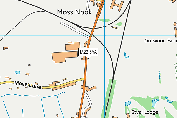 M22 5YA map - OS VectorMap District (Ordnance Survey)