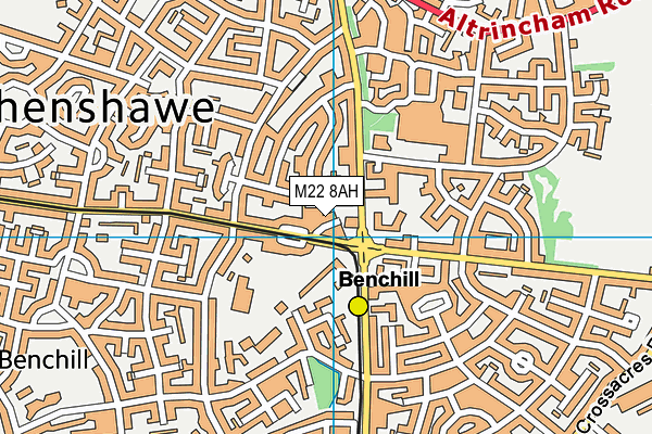 M22 8AH map - OS VectorMap District (Ordnance Survey)