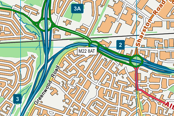 M22 8AT map - OS VectorMap District (Ordnance Survey)