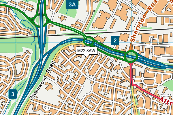 M22 8AW map - OS VectorMap District (Ordnance Survey)