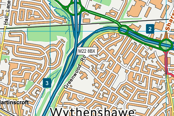 M22 8BX map - OS VectorMap District (Ordnance Survey)