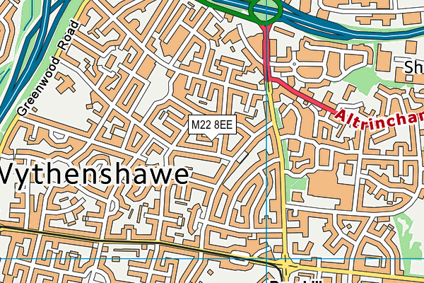 M22 8EE map - OS VectorMap District (Ordnance Survey)