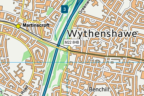 M22 8HB map - OS VectorMap District (Ordnance Survey)