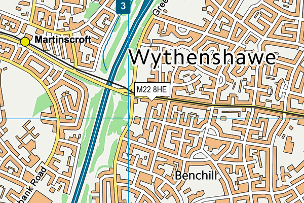 M22 8HE map - OS VectorMap District (Ordnance Survey)