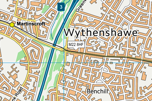 M22 8HF map - OS VectorMap District (Ordnance Survey)