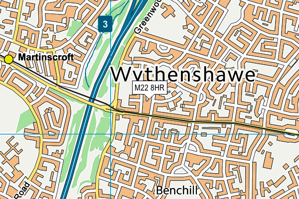 M22 8HR map - OS VectorMap District (Ordnance Survey)