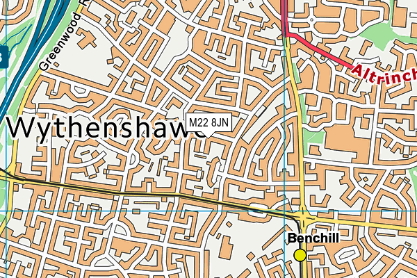 M22 8JN map - OS VectorMap District (Ordnance Survey)