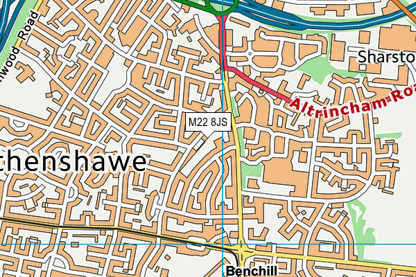 M22 8JS map - OS VectorMap District (Ordnance Survey)