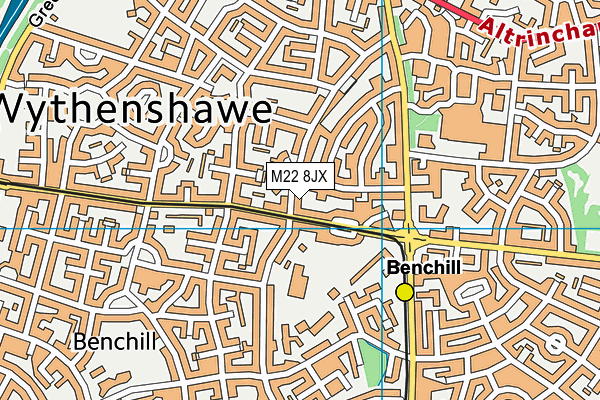 M22 8JX map - OS VectorMap District (Ordnance Survey)