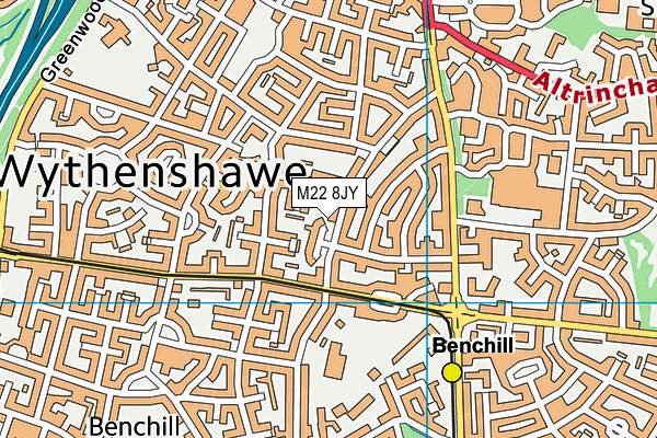 M22 8JY map - OS VectorMap District (Ordnance Survey)