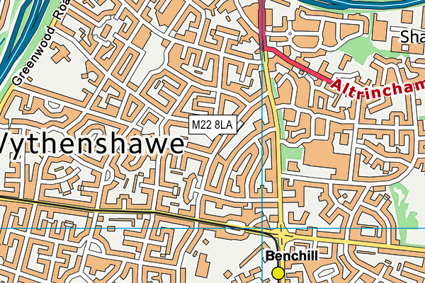 M22 8LA map - OS VectorMap District (Ordnance Survey)