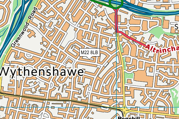 M22 8LB map - OS VectorMap District (Ordnance Survey)