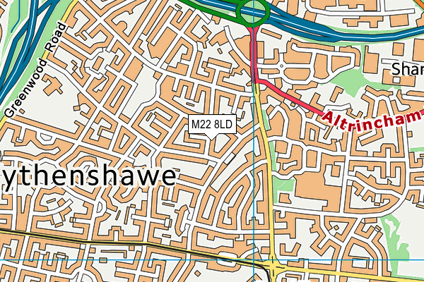 M22 8LD map - OS VectorMap District (Ordnance Survey)