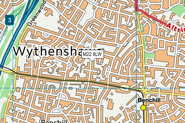 M22 8LW map - OS VectorMap District (Ordnance Survey)