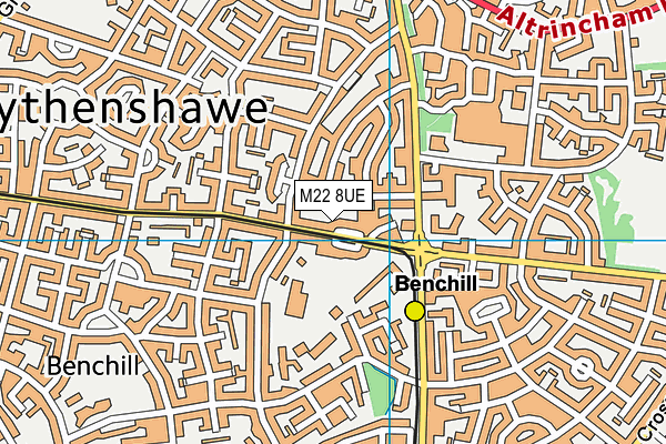 M22 8UE map - OS VectorMap District (Ordnance Survey)