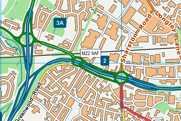 M22 9AF map - OS VectorMap District (Ordnance Survey)