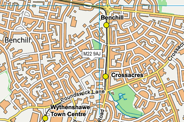 M22 9AJ map - OS VectorMap District (Ordnance Survey)