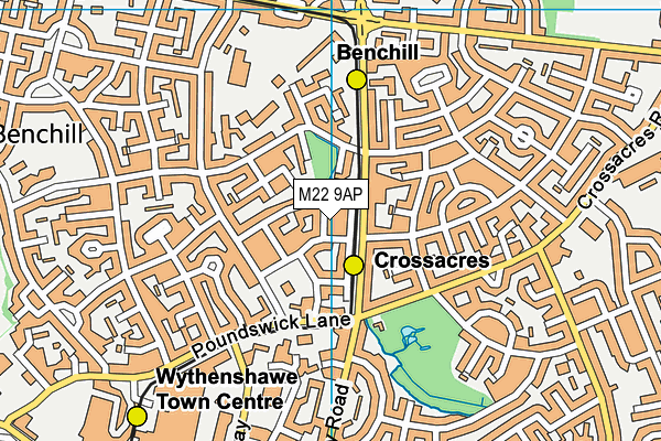 M22 9AP map - OS VectorMap District (Ordnance Survey)