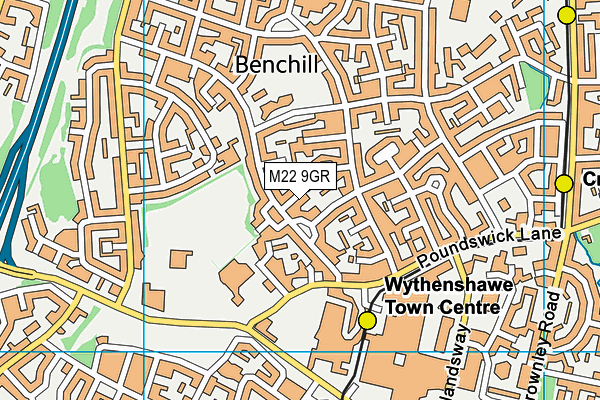 M22 9GR map - OS VectorMap District (Ordnance Survey)