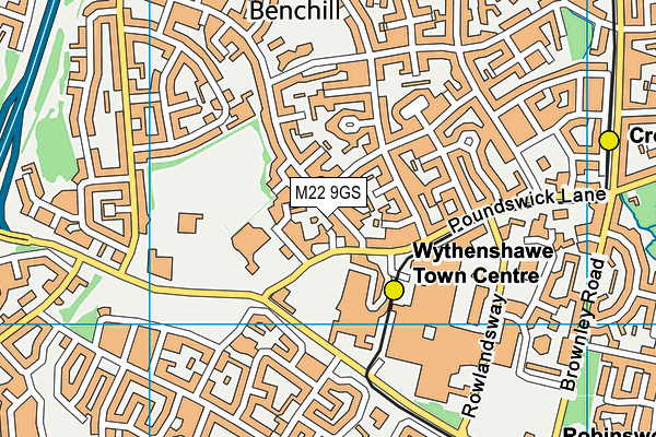 M22 9GS map - OS VectorMap District (Ordnance Survey)