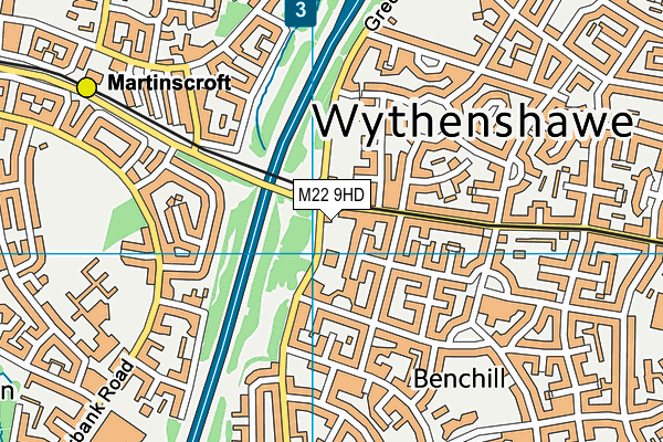 M22 9HD map - OS VectorMap District (Ordnance Survey)