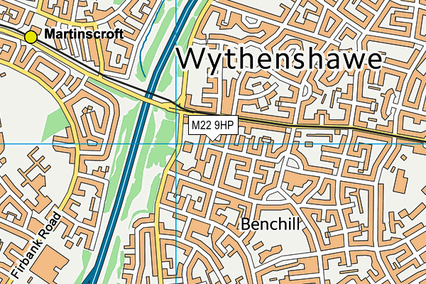 M22 9HP map - OS VectorMap District (Ordnance Survey)