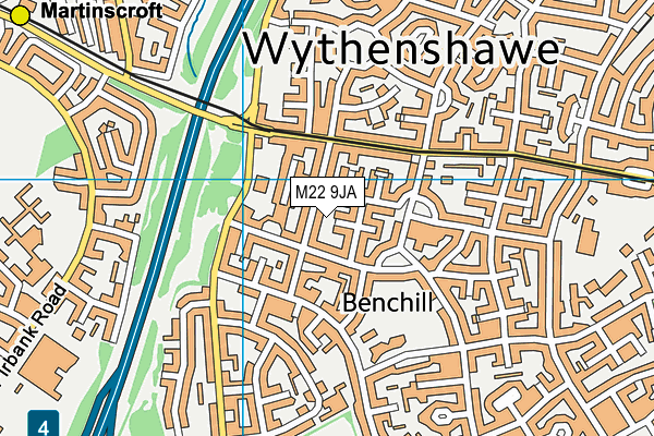 M22 9JA map - OS VectorMap District (Ordnance Survey)