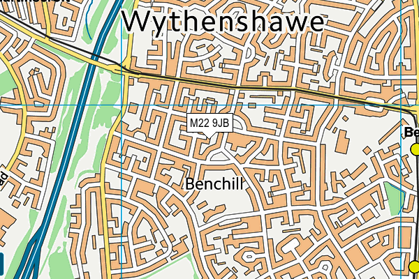 M22 9JB map - OS VectorMap District (Ordnance Survey)