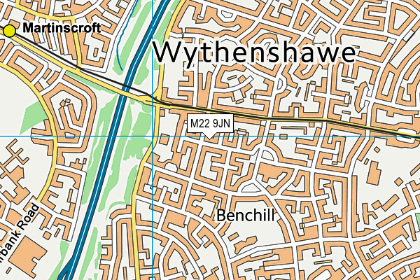 M22 9JN map - OS VectorMap District (Ordnance Survey)