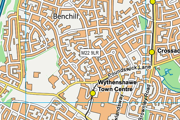 M22 9LR map - OS VectorMap District (Ordnance Survey)