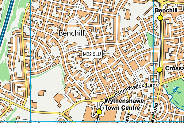 M22 9LU map - OS VectorMap District (Ordnance Survey)