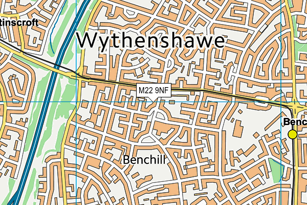 M22 9NF map - OS VectorMap District (Ordnance Survey)