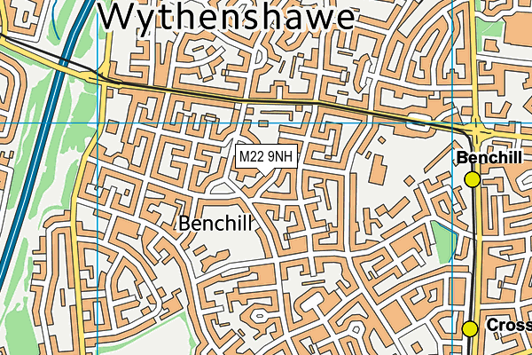 M22 9NH map - OS VectorMap District (Ordnance Survey)