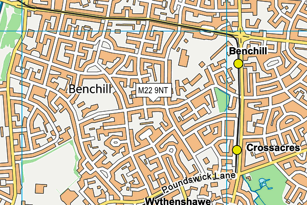 M22 9NT map - OS VectorMap District (Ordnance Survey)