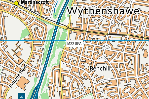 M22 9PA map - OS VectorMap District (Ordnance Survey)