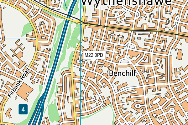 M22 9PD map - OS VectorMap District (Ordnance Survey)