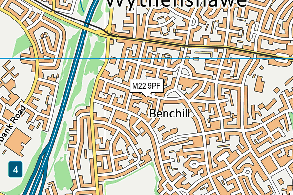 M22 9PF map - OS VectorMap District (Ordnance Survey)