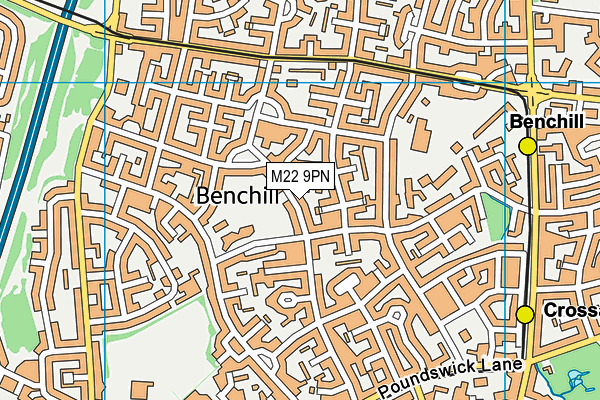 M22 9PN map - OS VectorMap District (Ordnance Survey)