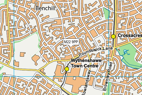 M22 9PP map - OS VectorMap District (Ordnance Survey)