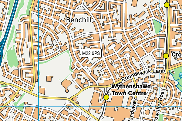 M22 9PS map - OS VectorMap District (Ordnance Survey)