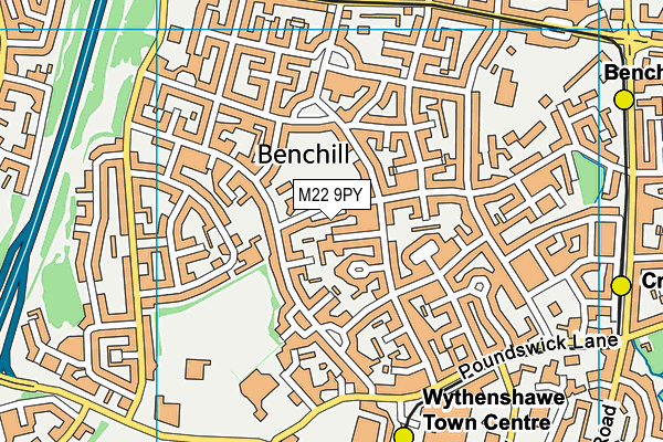 M22 9PY map - OS VectorMap District (Ordnance Survey)